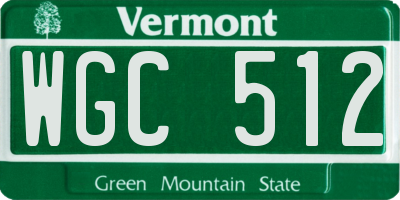 VT license plate WGC512