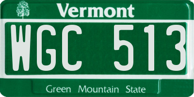 VT license plate WGC513