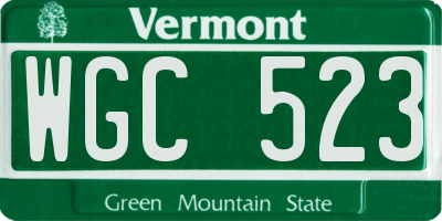 VT license plate WGC523