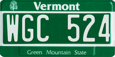 VT license plate WGC524