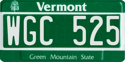 VT license plate WGC525