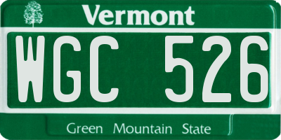 VT license plate WGC526