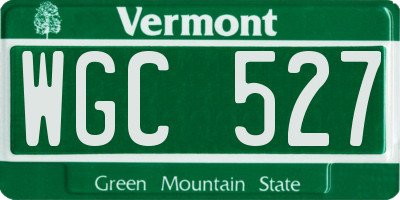 VT license plate WGC527