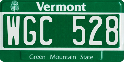 VT license plate WGC528