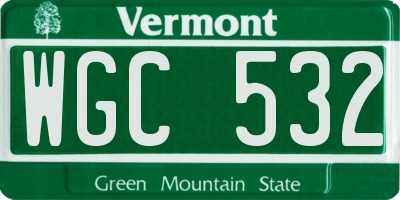 VT license plate WGC532