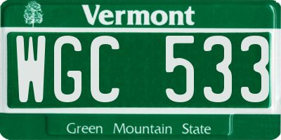 VT license plate WGC533