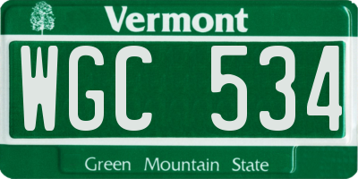 VT license plate WGC534