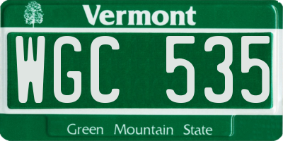 VT license plate WGC535