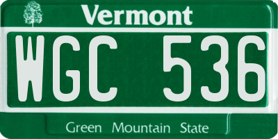 VT license plate WGC536