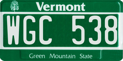 VT license plate WGC538