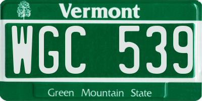 VT license plate WGC539