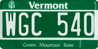 VT license plate WGC540