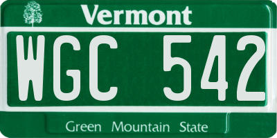 VT license plate WGC542