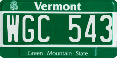 VT license plate WGC543