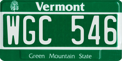 VT license plate WGC546