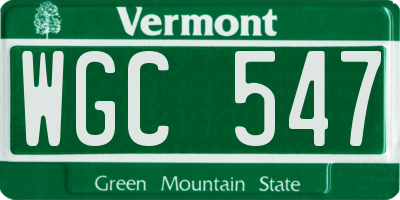 VT license plate WGC547
