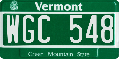 VT license plate WGC548