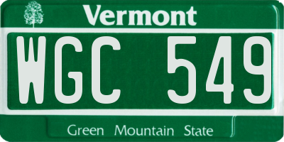 VT license plate WGC549