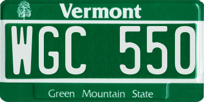 VT license plate WGC550