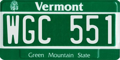 VT license plate WGC551