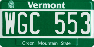 VT license plate WGC553