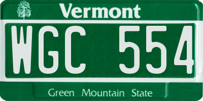 VT license plate WGC554