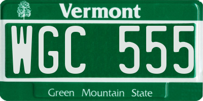 VT license plate WGC555