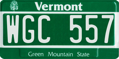VT license plate WGC557