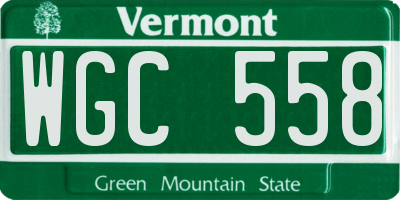 VT license plate WGC558