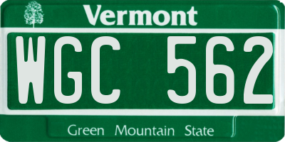 VT license plate WGC562