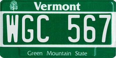 VT license plate WGC567