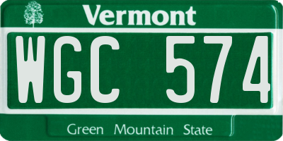 VT license plate WGC574