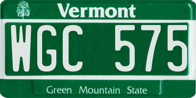 VT license plate WGC575