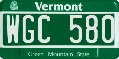 VT license plate WGC580