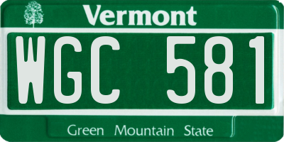 VT license plate WGC581