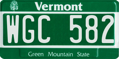 VT license plate WGC582