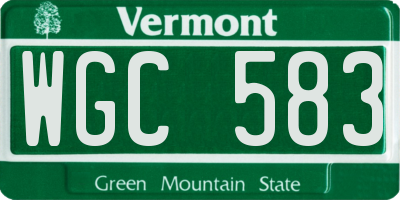VT license plate WGC583