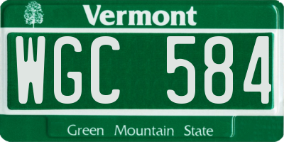 VT license plate WGC584