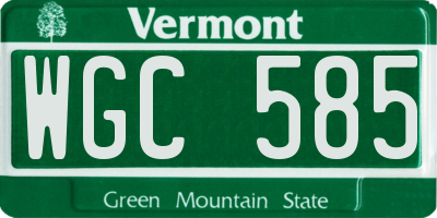 VT license plate WGC585