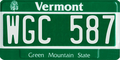VT license plate WGC587