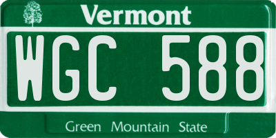 VT license plate WGC588