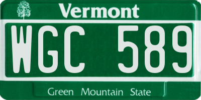 VT license plate WGC589