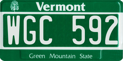 VT license plate WGC592