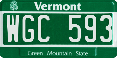 VT license plate WGC593