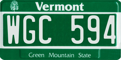 VT license plate WGC594