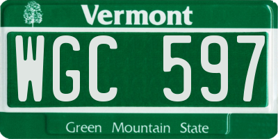 VT license plate WGC597