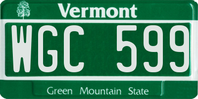 VT license plate WGC599