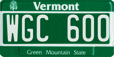 VT license plate WGC600