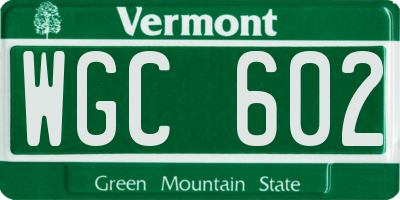VT license plate WGC602