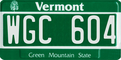 VT license plate WGC604